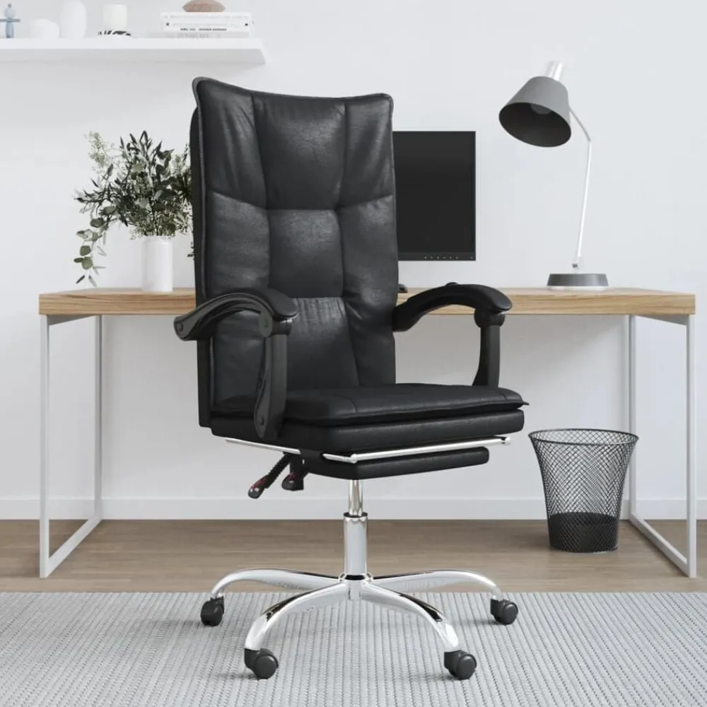 vidaXL Silla de oficina reclinable cuero sintético Negro Online