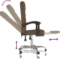 vidaXL Silla de oficina reclinable de tela marrón Marr&oacute;n Outlet