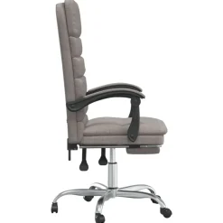 vidaXL Silla de oficina reclinable con masaje tela gris Taupé Best