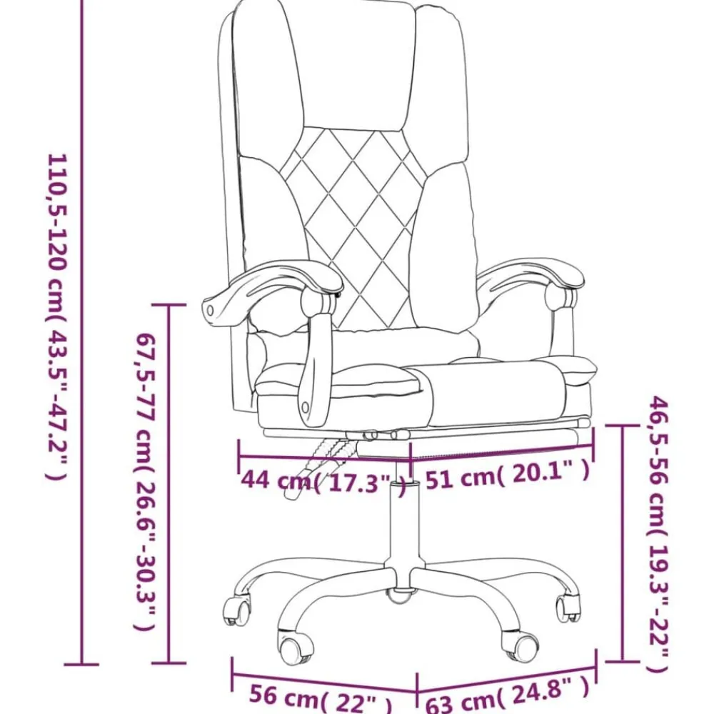 vidaXL Mobiliario De Oficina-Silla de oficina reclinable con masaje de tela marrón