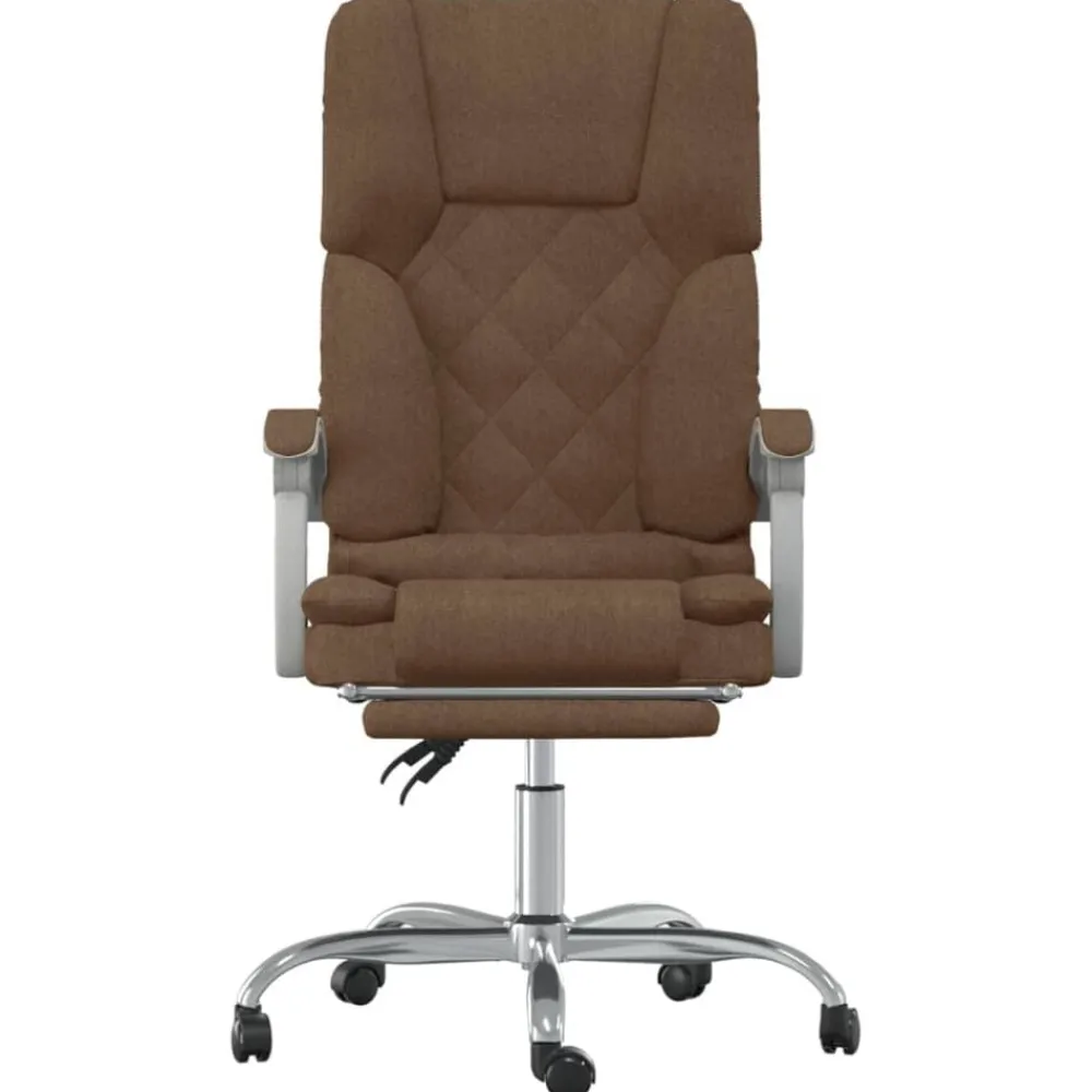 vidaXL Mobiliario De Oficina-Silla de oficina reclinable con masaje de tela marrón