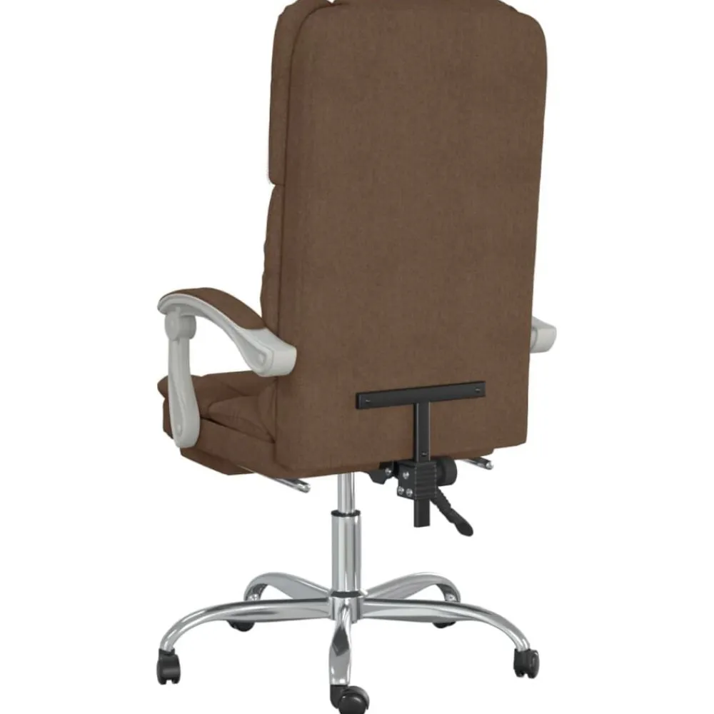 vidaXL Mobiliario De Oficina-Silla de oficina reclinable con masaje de tela marrón