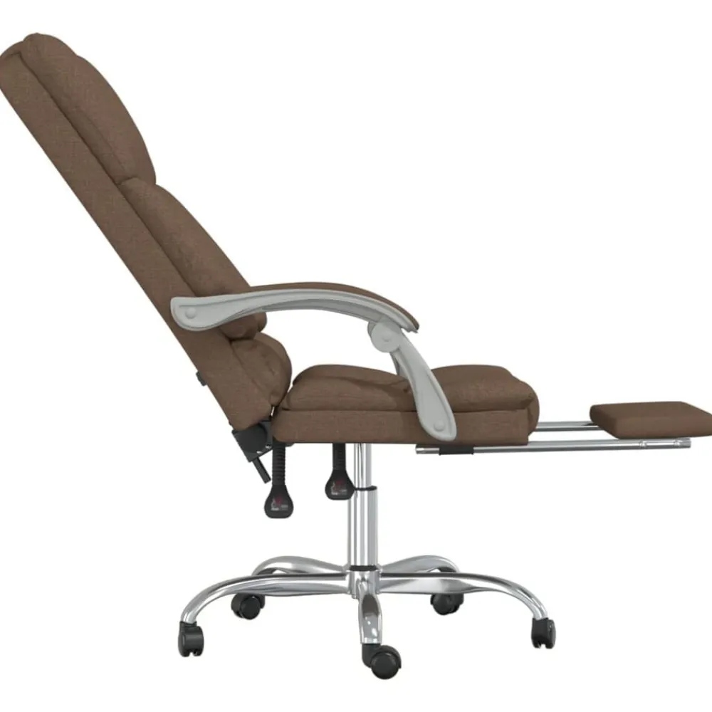 vidaXL Mobiliario De Oficina-Silla de oficina reclinable con masaje de tela marrón