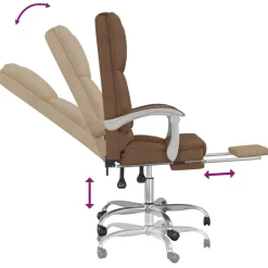 vidaXL Mobiliario De Oficina-Silla de oficina reclinable con masaje de tela marrón