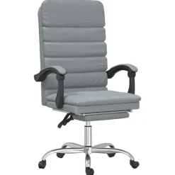 vidaXL Mobiliario De Oficina-Silla de oficina reclinable con masaje de tela