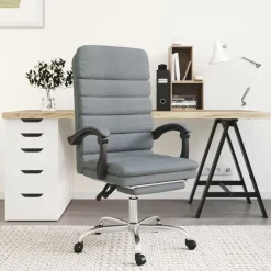 vidaXL Mobiliario De Oficina-Silla de oficina reclinable con masaje de tela