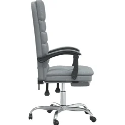 vidaXL Mobiliario De Oficina-Silla de oficina reclinable con masaje de tela