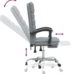 vidaXL Mobiliario De Oficina-Silla de oficina reclinable con masaje de tela