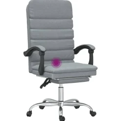 vidaXL Mobiliario De Oficina-Silla de oficina reclinable con masaje de tela