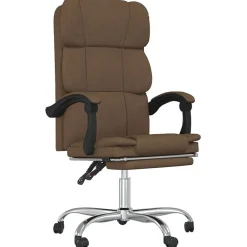 vidaXL Mobiliario De Oficina-Silla de oficina reclinable de tela marrón