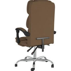 vidaXL Mobiliario De Oficina-Silla de oficina reclinable de tela marrón