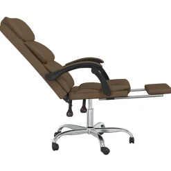 vidaXL Mobiliario De Oficina-Silla de oficina reclinable de tela marrón