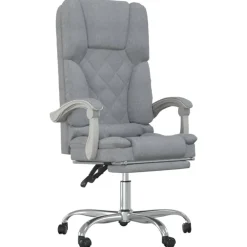 vidaXL Silla de oficina reclinable con masaje de tela Gris claro New