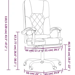 vidaXL Silla de oficina reclinable con masaje de tela Gris claro New