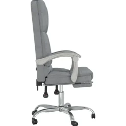 vidaXL Silla de oficina reclinable con masaje de tela Gris claro New