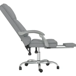 vidaXL Silla de oficina reclinable con masaje de tela Gris claro New