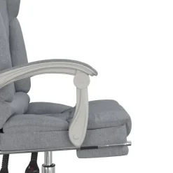vidaXL Silla de oficina reclinable con masaje de tela Gris claro New