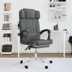 vidaXL Silla de oficina reclinable con masaje de tela Gris oscuro Outlet