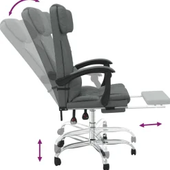 vidaXL Silla de oficina reclinable con masaje de tela Gris oscuro Outlet