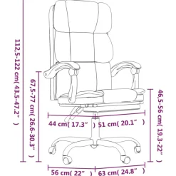 vidaXL Mobiliario De Oficina-Silla de oficina reclinable cuero sintético