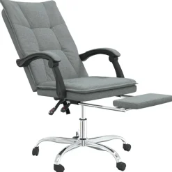 vidaXL Silla de oficina reclinable de tela Gris oscuro Hot