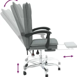 vidaXL Silla de oficina reclinable de tela Gris oscuro Hot