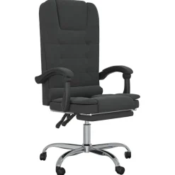 vidaXL Silla de oficina reclinable con masaje terciopelo Negro Hot