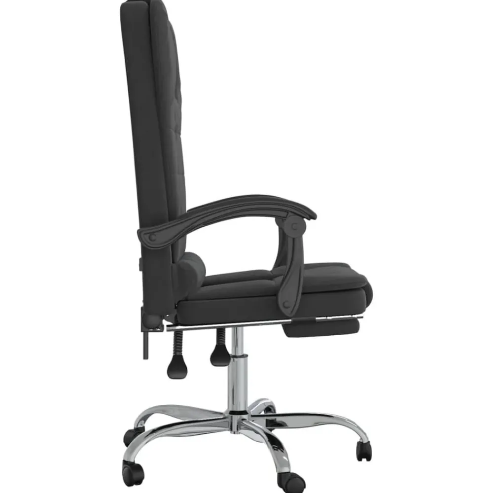 vidaXL Silla de oficina reclinable con masaje terciopelo Negro Hot
