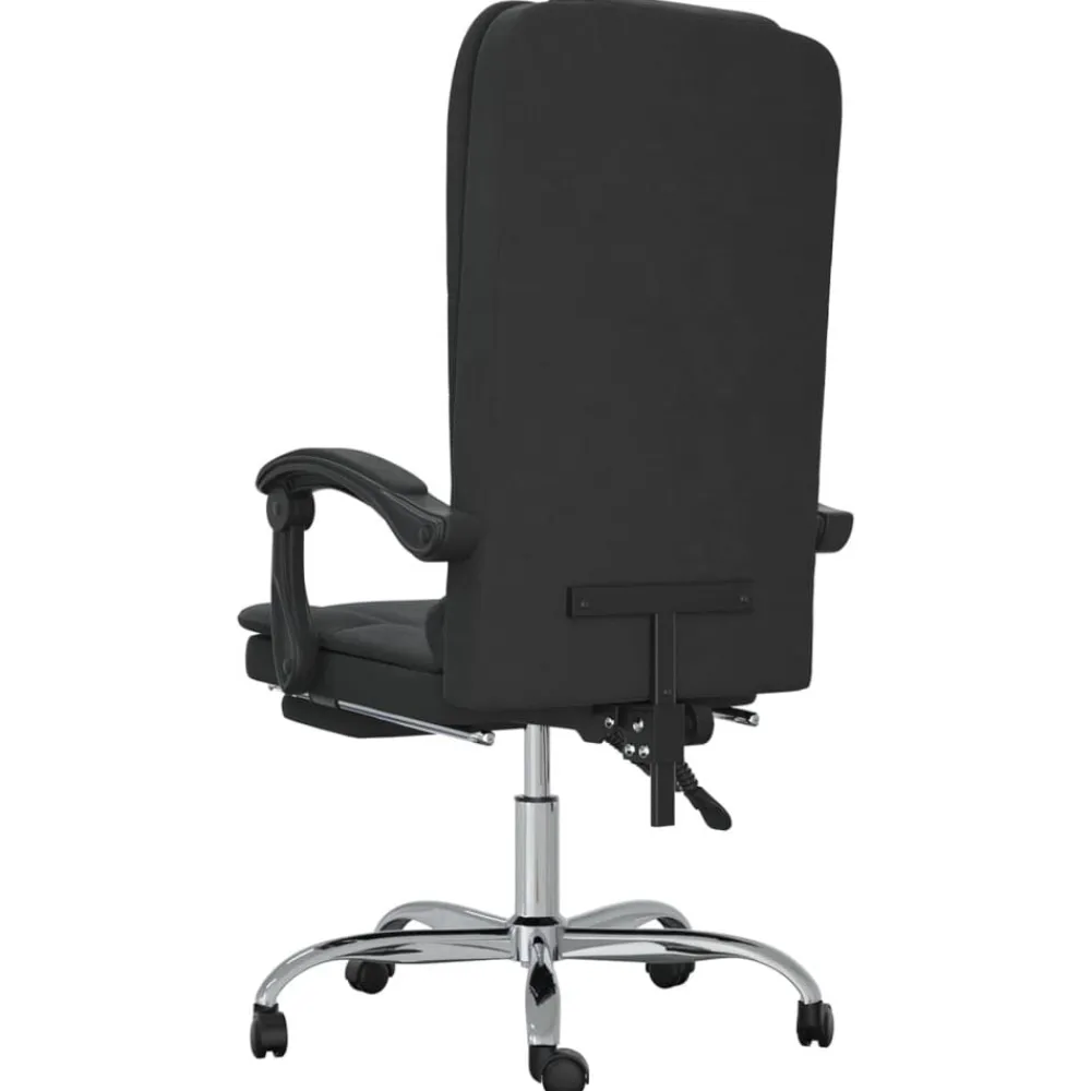 vidaXL Silla de oficina reclinable con masaje terciopelo Negro Hot