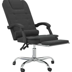 vidaXL Silla de oficina reclinable con masaje terciopelo Negro Hot