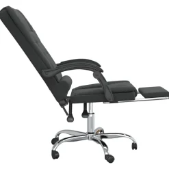 vidaXL Silla de oficina reclinable con masaje terciopelo Negro Hot