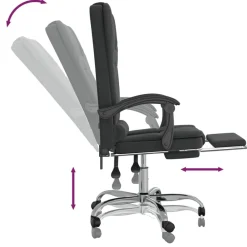 vidaXL Silla de oficina reclinable con masaje terciopelo Negro Hot