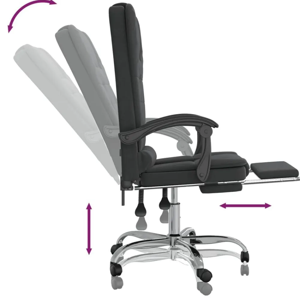 vidaXL Silla de oficina reclinable con masaje terciopelo Negro Hot