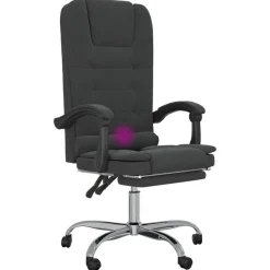 vidaXL Silla de oficina reclinable con masaje terciopelo Negro Hot