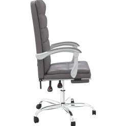 vidaXL Silla de oficina reclinable cuero sintético Gris New