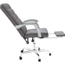 vidaXL Silla de oficina reclinable cuero sintético Gris New
