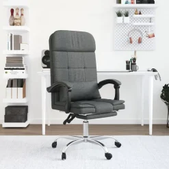 vidaXL Silla de oficina reclinable con masaje de tela Gris oscuro Sale