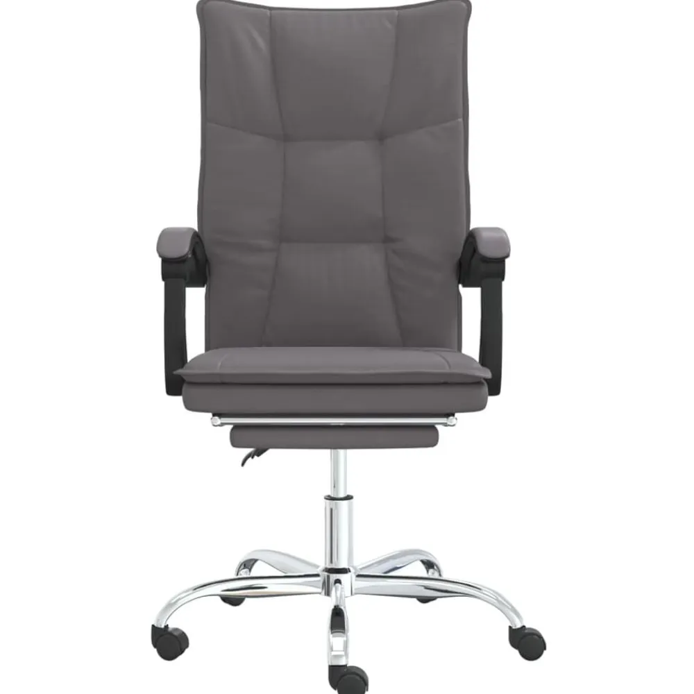 vidaXL Silla de oficina reclinable cuero sintético Gris Hot