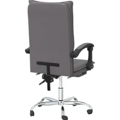 vidaXL Silla de oficina reclinable cuero sintético Gris Hot