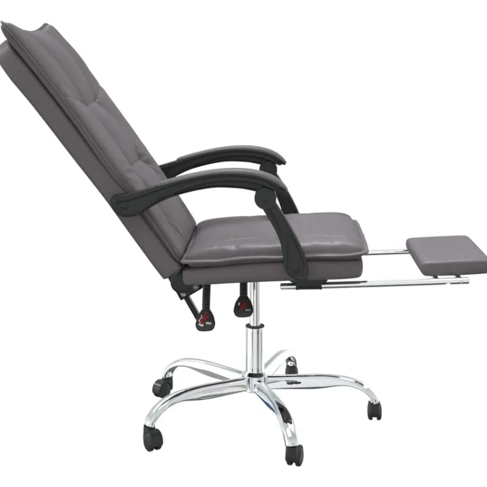 vidaXL Silla de oficina reclinable cuero sintético Gris Hot