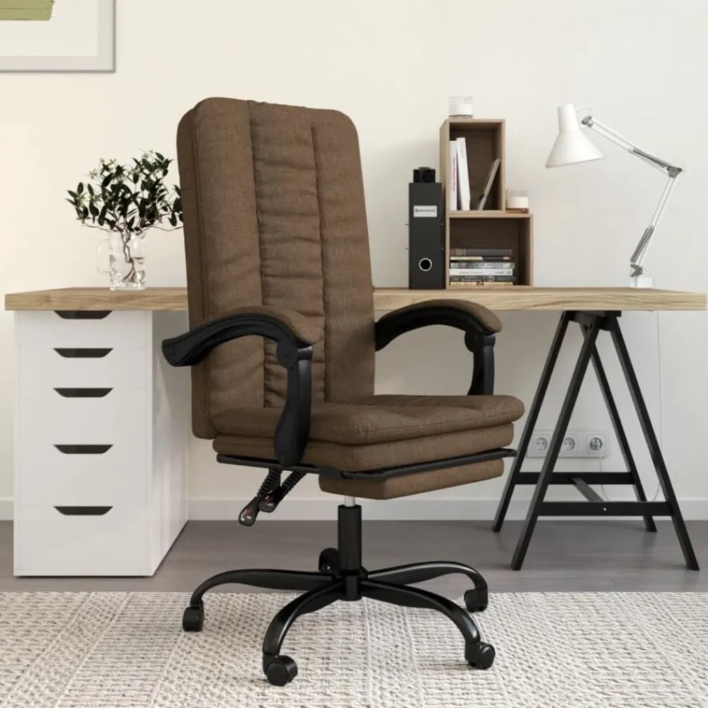 vidaXL Mobiliario De Oficina-Silla de oficina reclinable de tela marrón