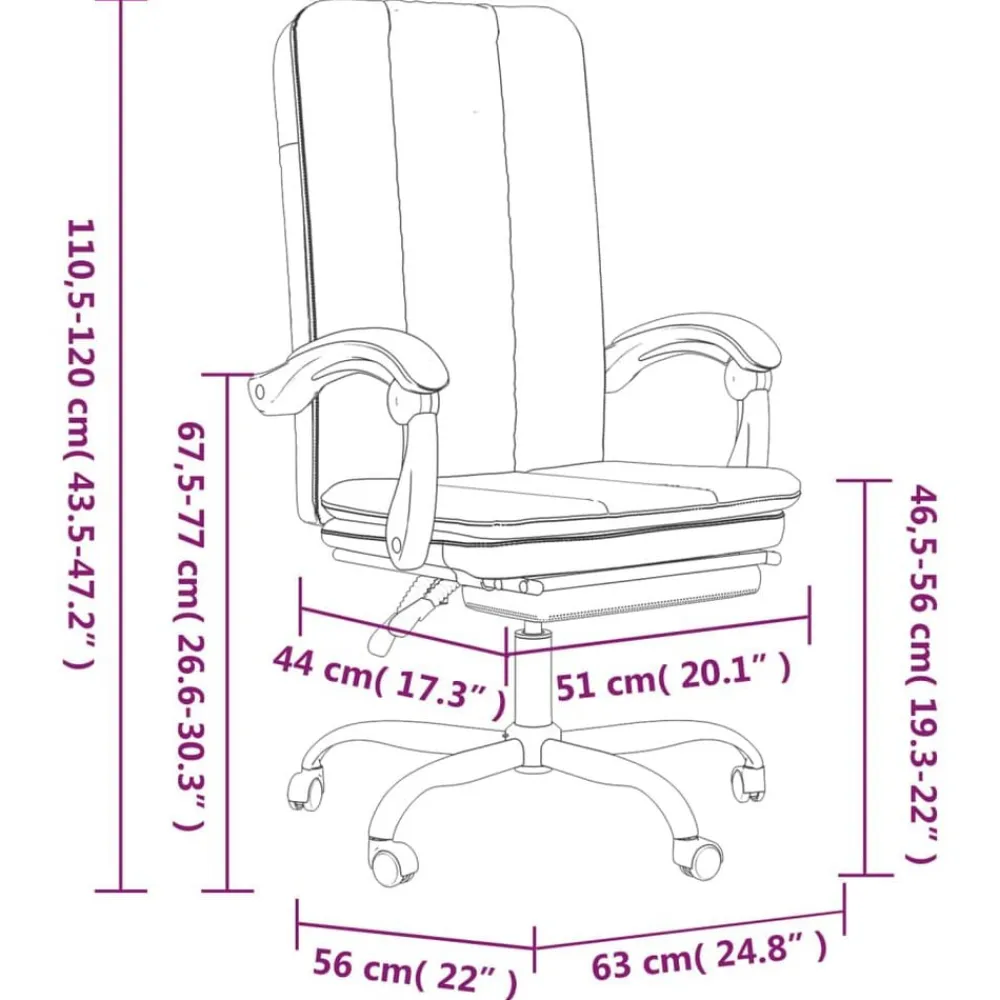 vidaXL Mobiliario De Oficina-Silla de oficina reclinable de tela marrón