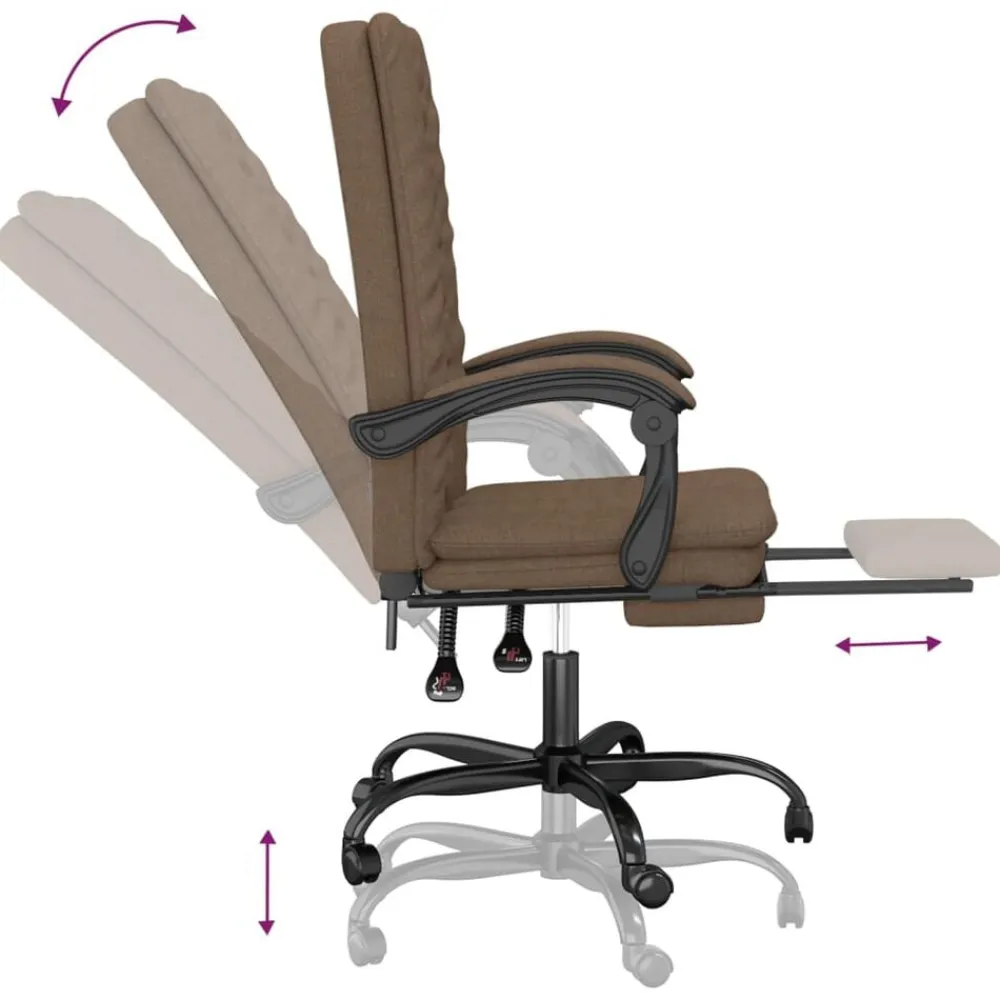 vidaXL Mobiliario De Oficina-Silla de oficina reclinable de tela marrón