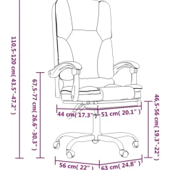 vidaXL Mobiliario De Oficina-Silla de oficina reclinable masaje cuero sintético
