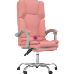 vidaXL Mobiliario De Oficina-Silla de oficina reclinable masaje cuero sintético