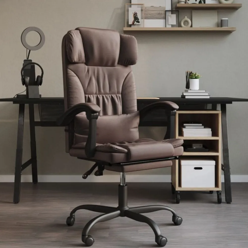 vidaXL Silla de oficina reclinable cuero sintético marrón Marrón Hot