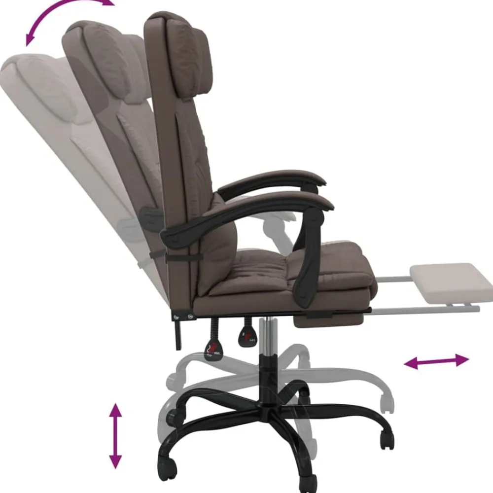 vidaXL Silla de oficina reclinable cuero sintético marrón Marrón Hot