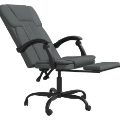 vidaXL Silla de oficina reclinable de tela Gris oscuro Discount