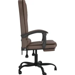 vidaXL Silla de oficina reclinable masaje cuero sintético marrón Marr&oacute;n Sale