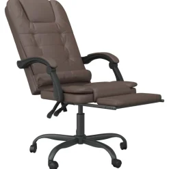 vidaXL Silla de oficina reclinable masaje cuero sintético marrón Marr&oacute;n Sale